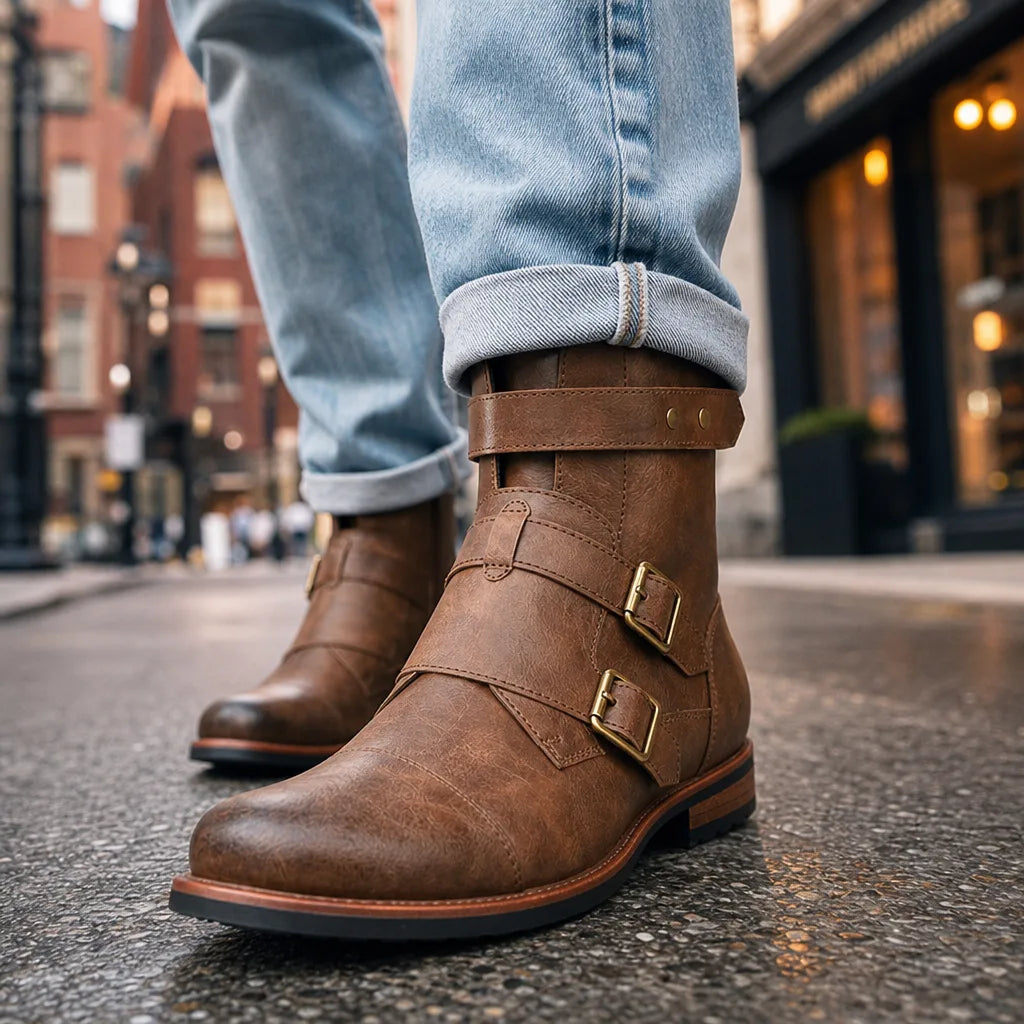 Dashiell | Mens Fall Strap Moto Boots